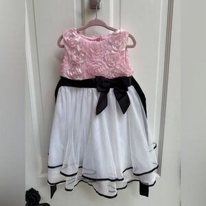 Rare Editions 3T Girls Pink and White Floral Chiffon Formal Sleeveless Dress